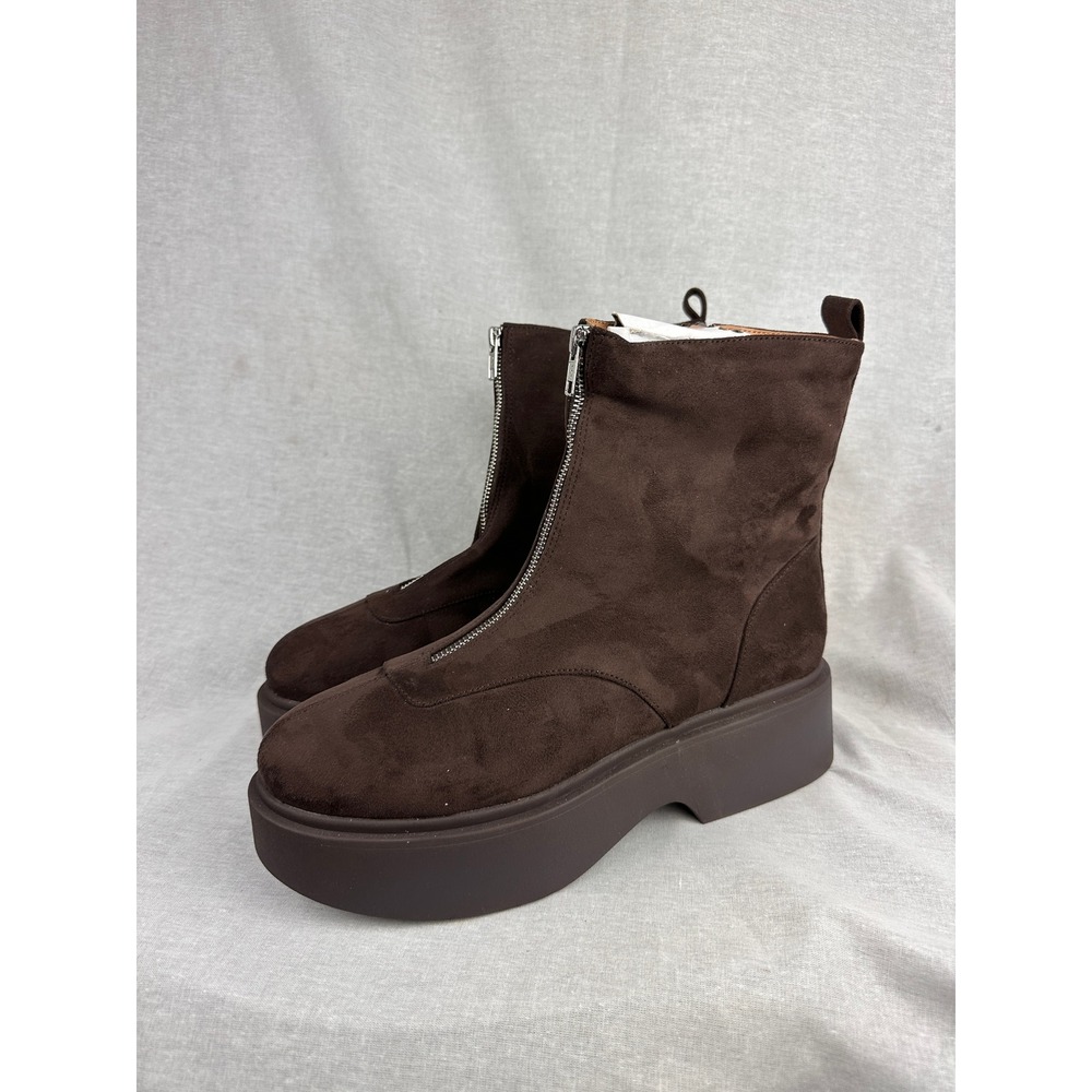 Wild Fable Womens Brown Faux Suede‎ Front Zip Platform Ankle Boots Size 11 NEW
